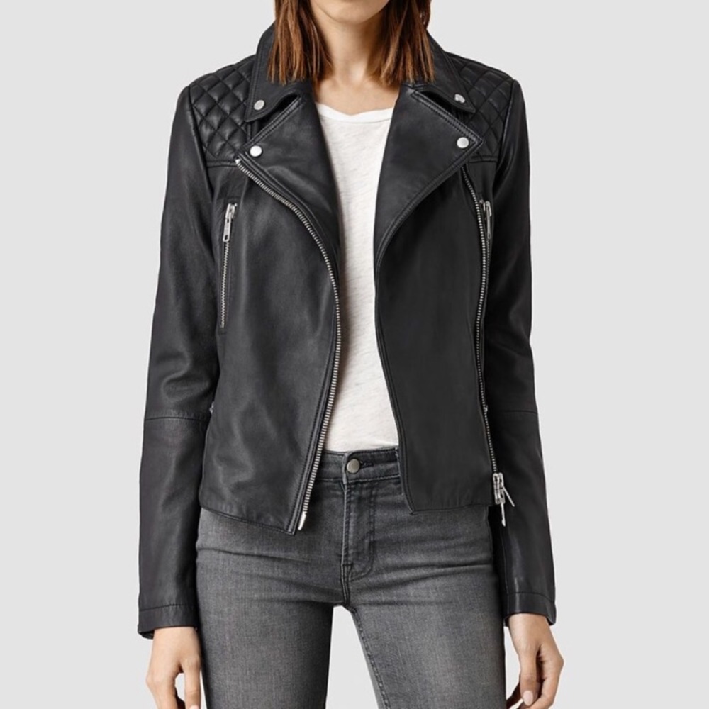 AllSaints Bleeker Leather Jacket - Size 8 US